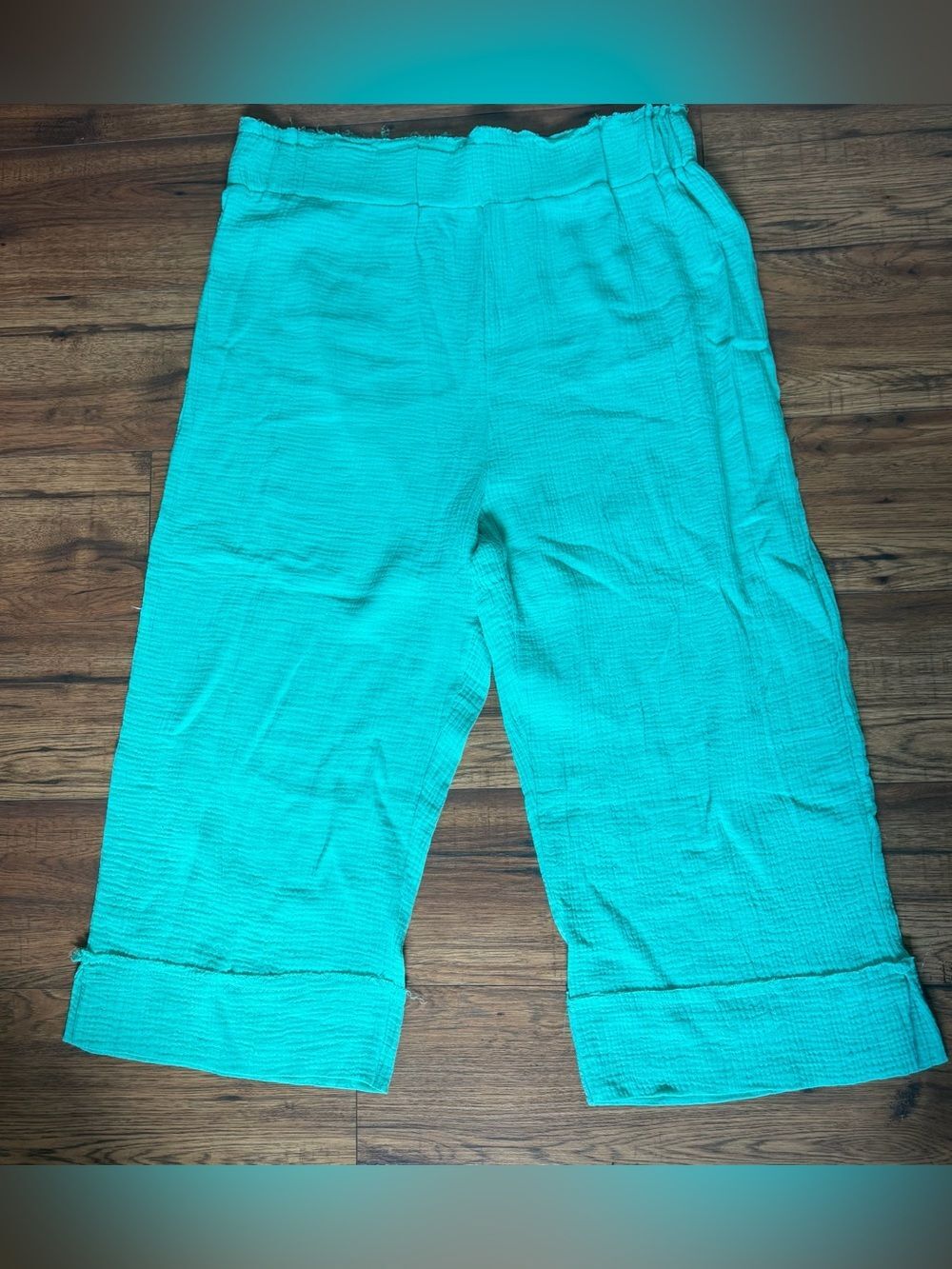 Kaktus Women’s Capri Wide Leg Pants Gauze Teal 3x NEW Lightweight beach resort